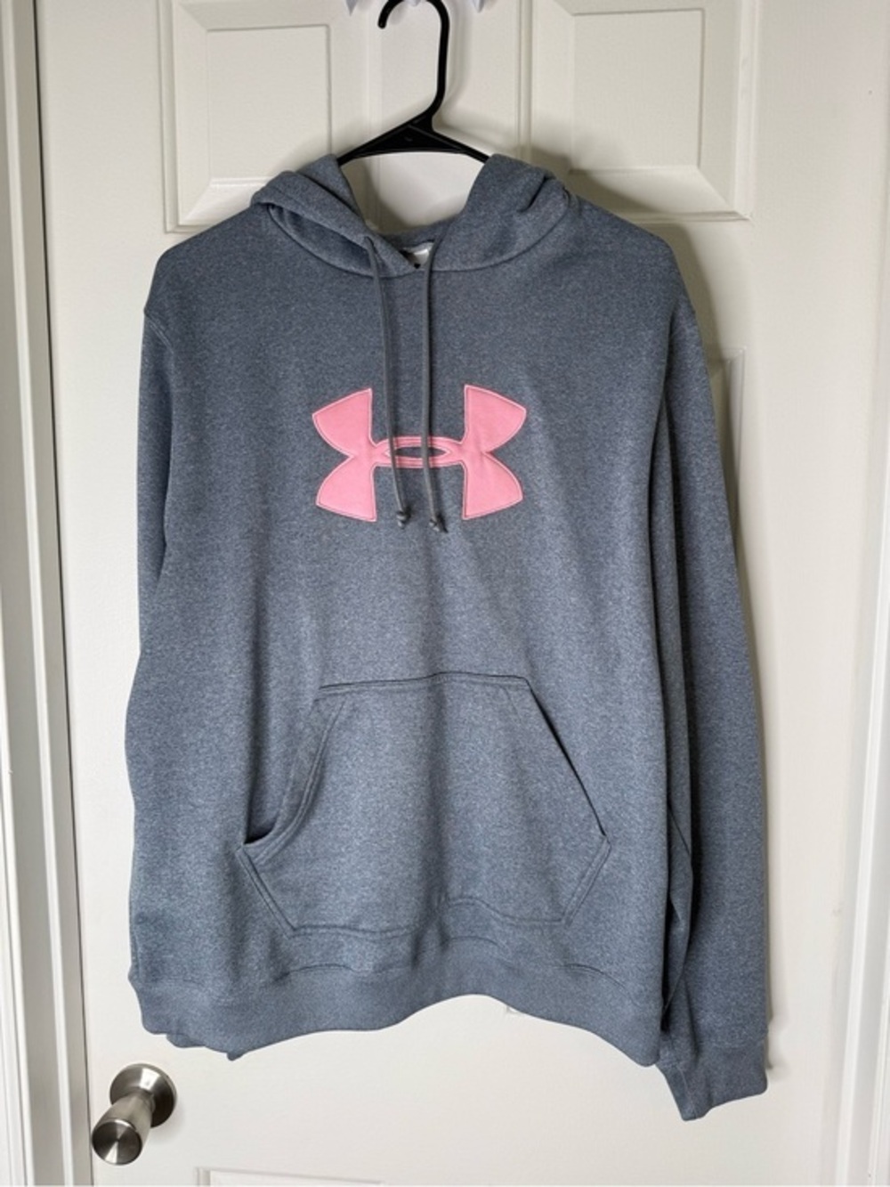 Under Armour Heather Gray Hoodie with Pink Accent